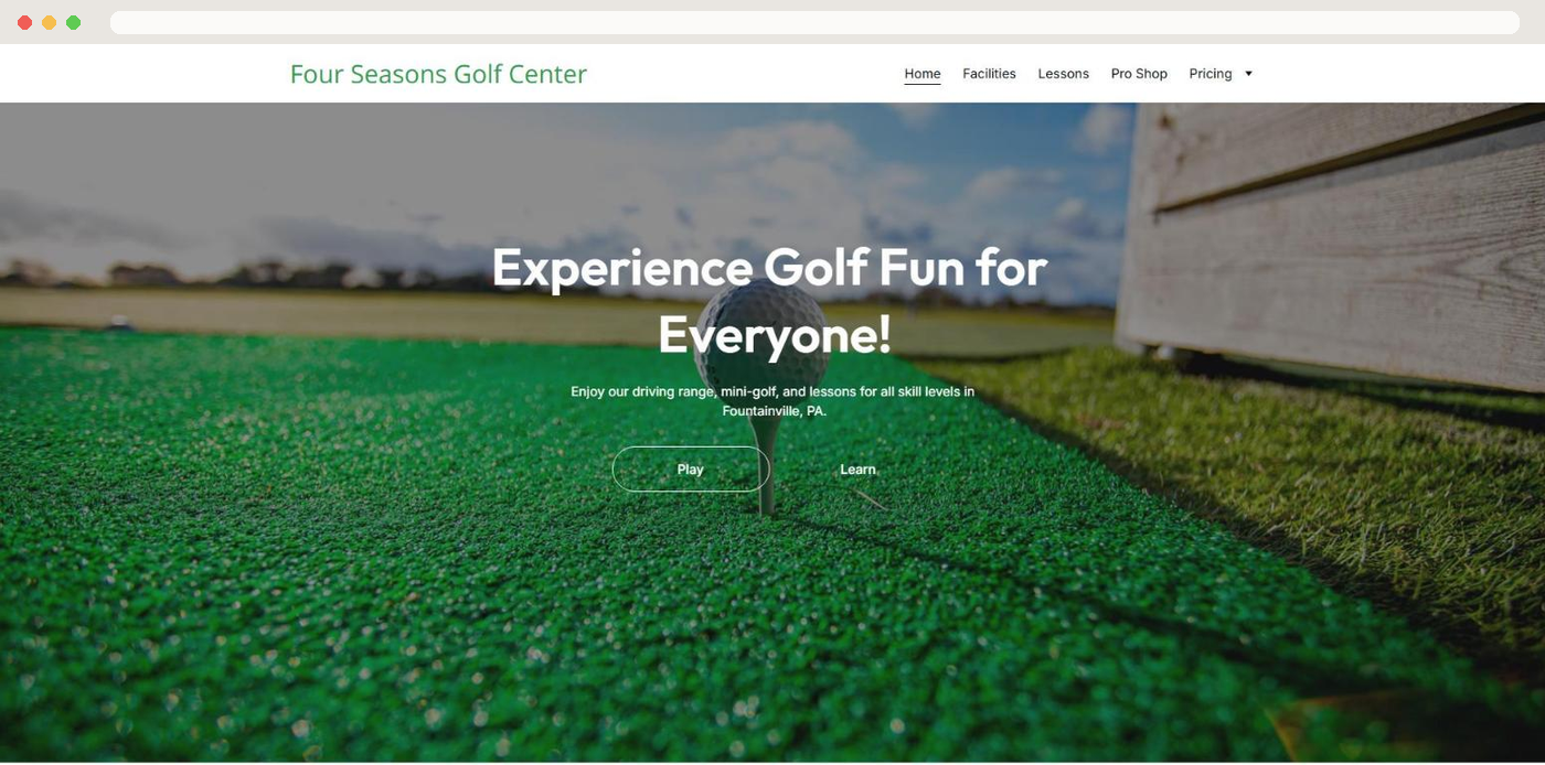 The Four Seasons Golf Center website
